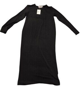 Flounce Club Maternity Black Long Sleeve Midi Dress Size 6 D15